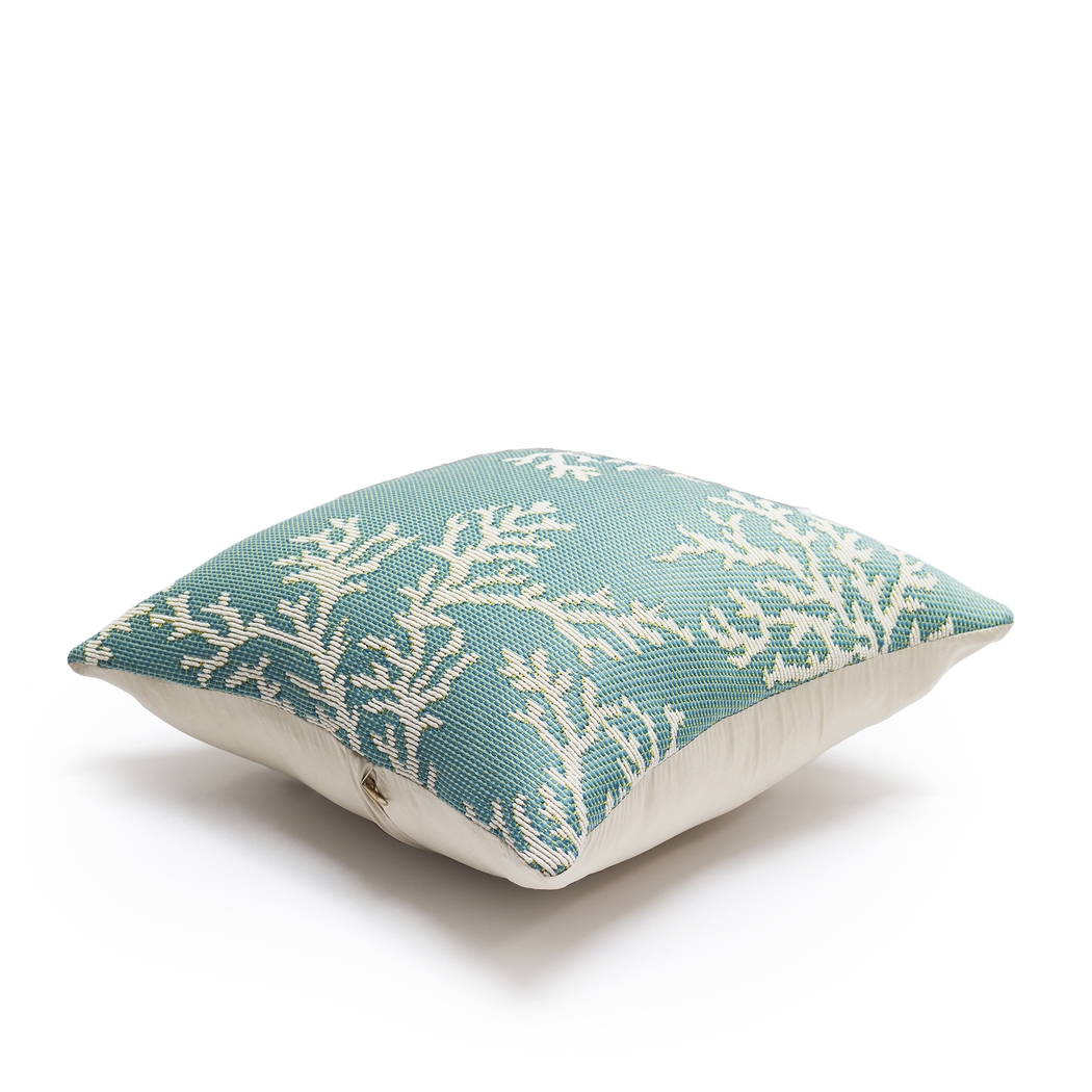 Coral Blossom Aqua Indoor/Outdoor Accent Pillow - Thumbnail - Image 3