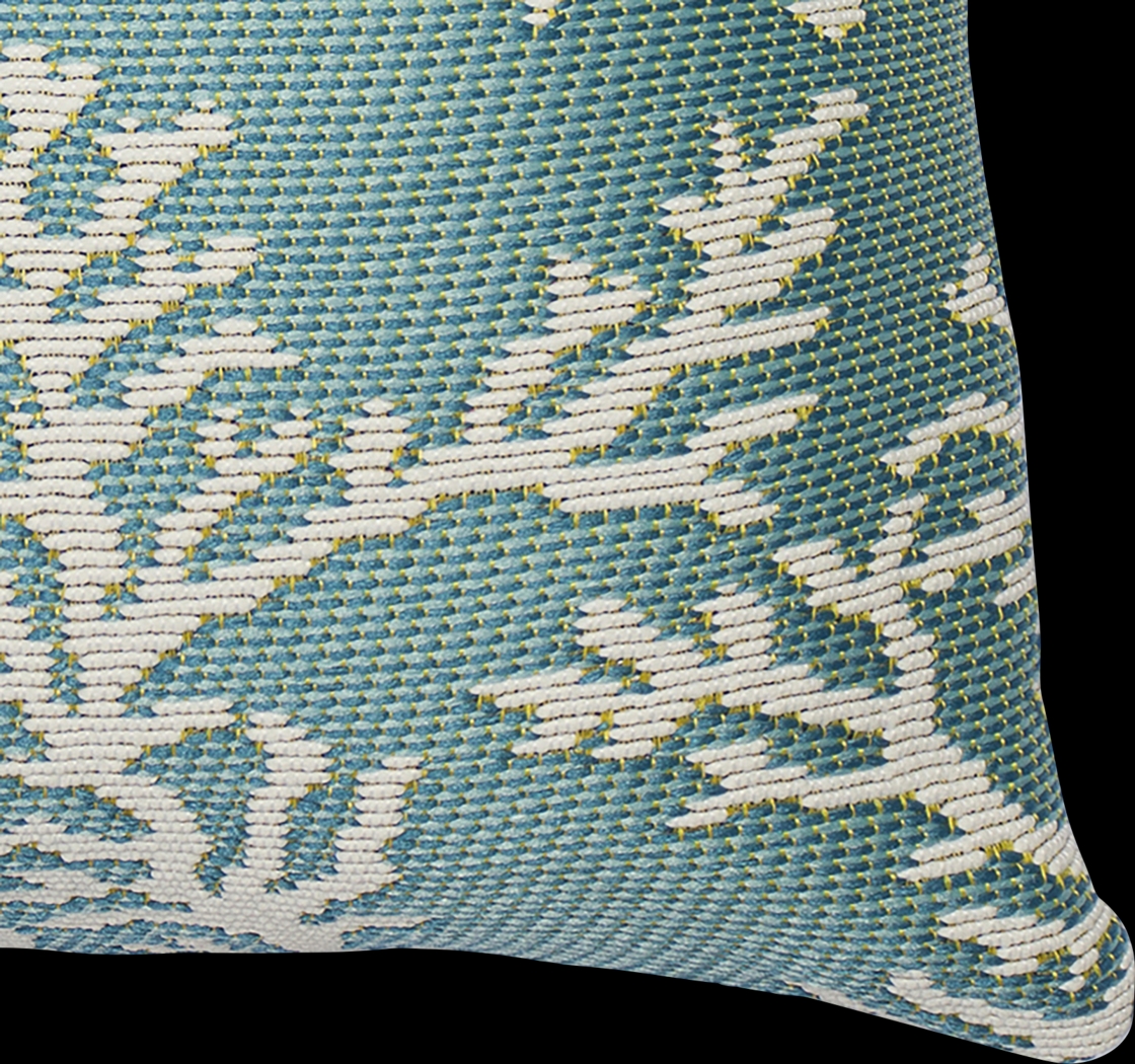 Coral Blossom Aqua Indoor/Outdoor Accent Pillow - Thumbnail - Image 5