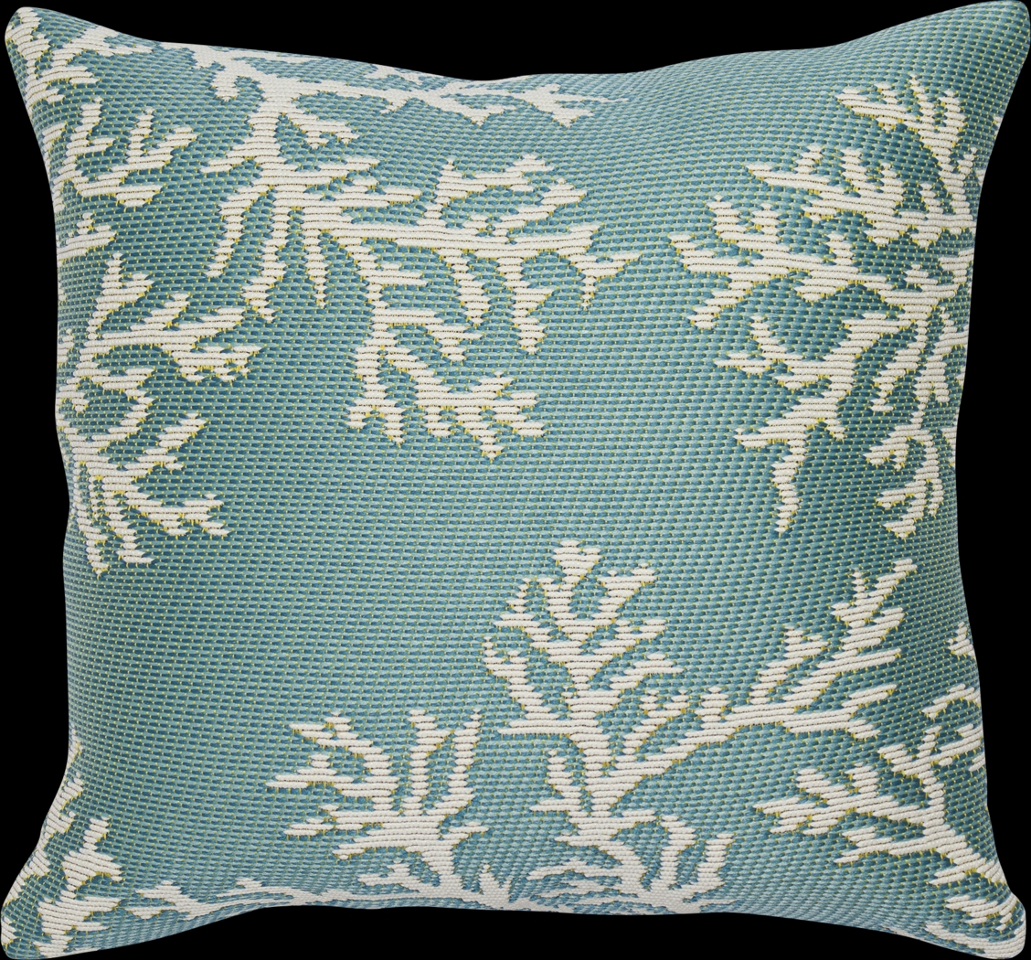 Coral Blossom Aqua Indoor/Outdoor Accent Pillow - Thumbnail - Image 1