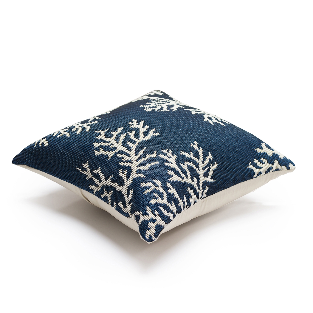 Coral Blossom Navy Indoor/Outdoor Accent Pillow - Thumbnail - Image 3