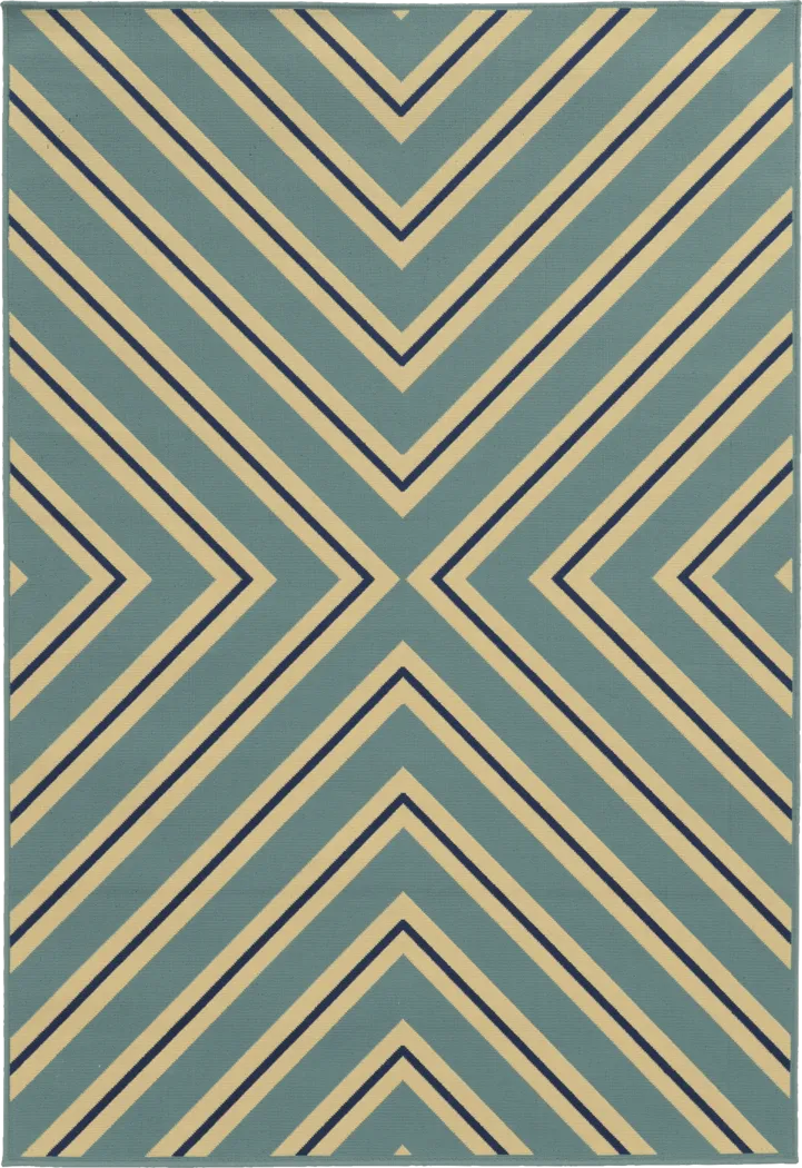 Coralie Blue 6'7 x 9'6 Indoor/Outdoor Rug - Thumbnail - Image 1