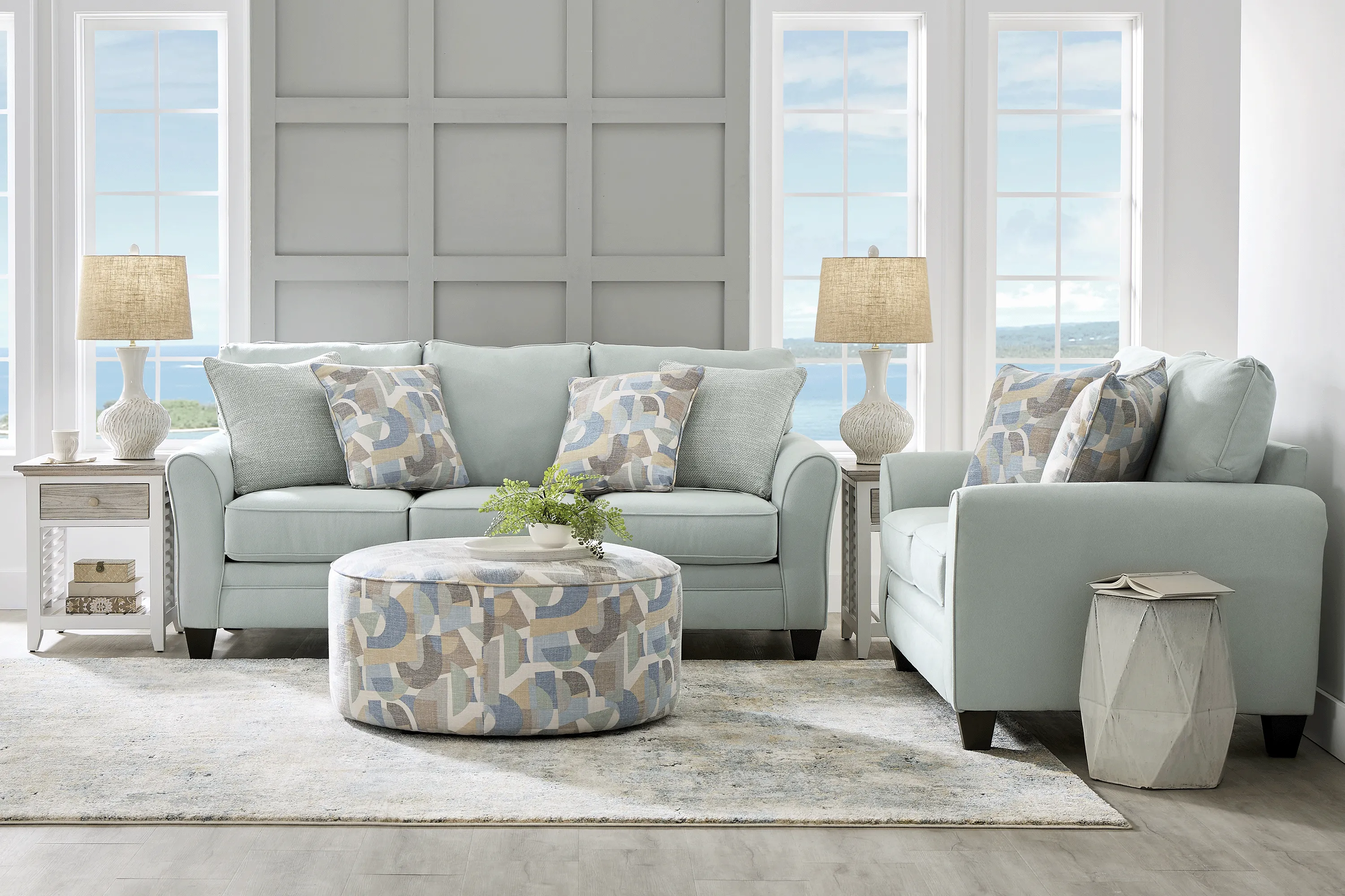 Coralville Arctic 7 Pc Living Room with Sleeper Sofa - Thumbnail - Image 1