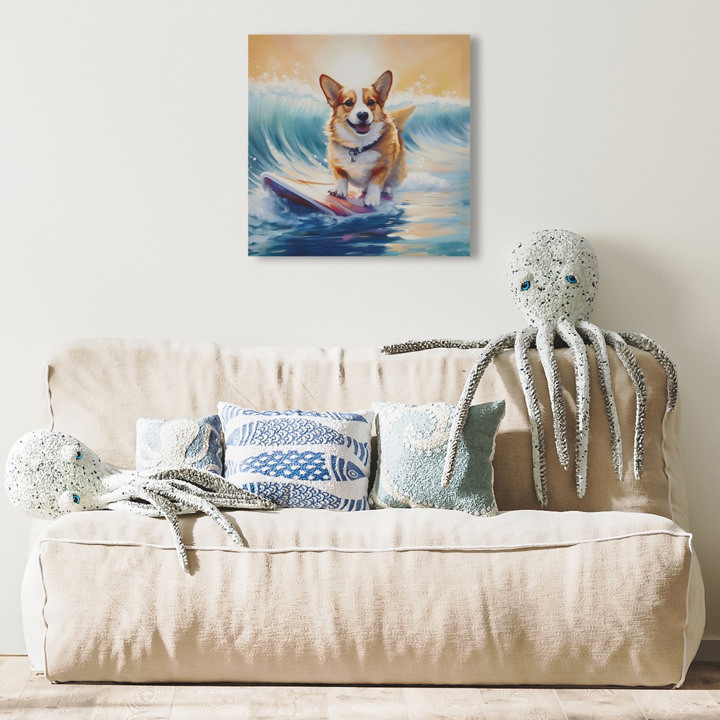 Corgi On The Beach Blue Wall Decor - Thumbnail - Image 3