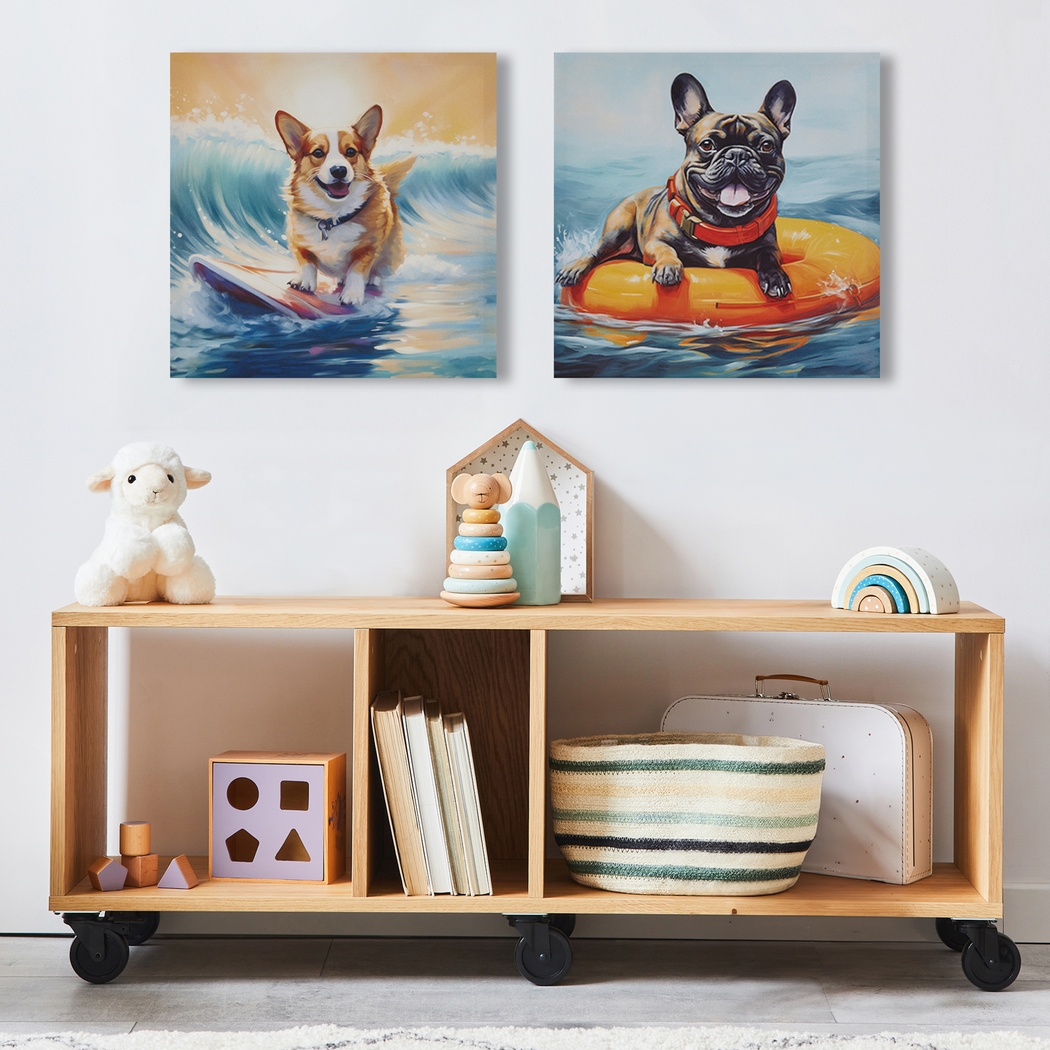 Corgi On The Beach Blue Wall Decor - Thumbnail - Image 5