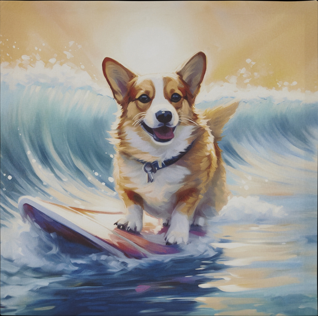 Corgi On The Beach Blue Wall Decor - Thumbnail - Image 1