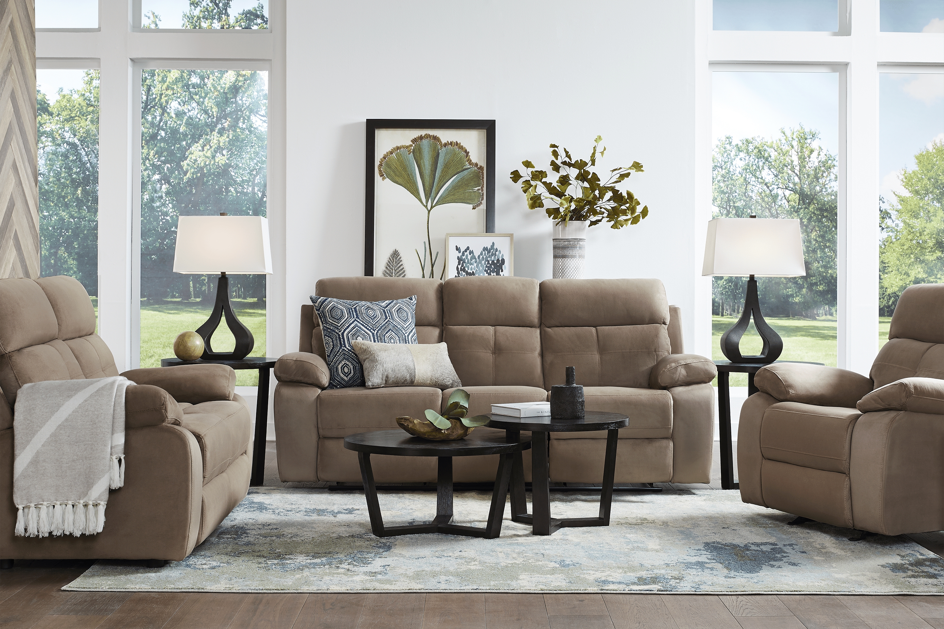 Corinne Stone 3 Pc Living Room with Reclining Sofa - Thumbnail - Image 1