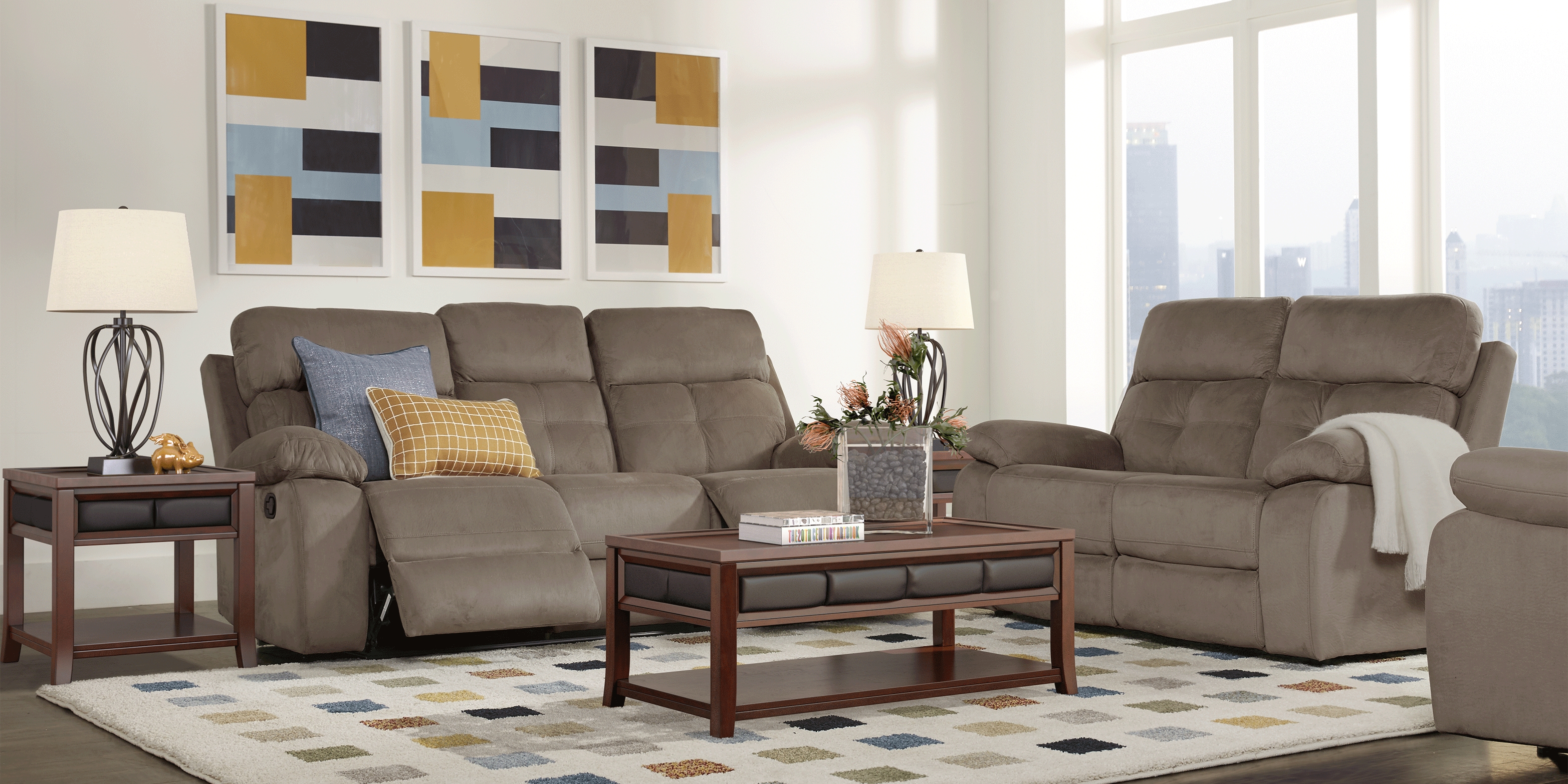 Corinne Stone 3 Pc Living Room with Reclining Sofa - Thumbnail - Image 2