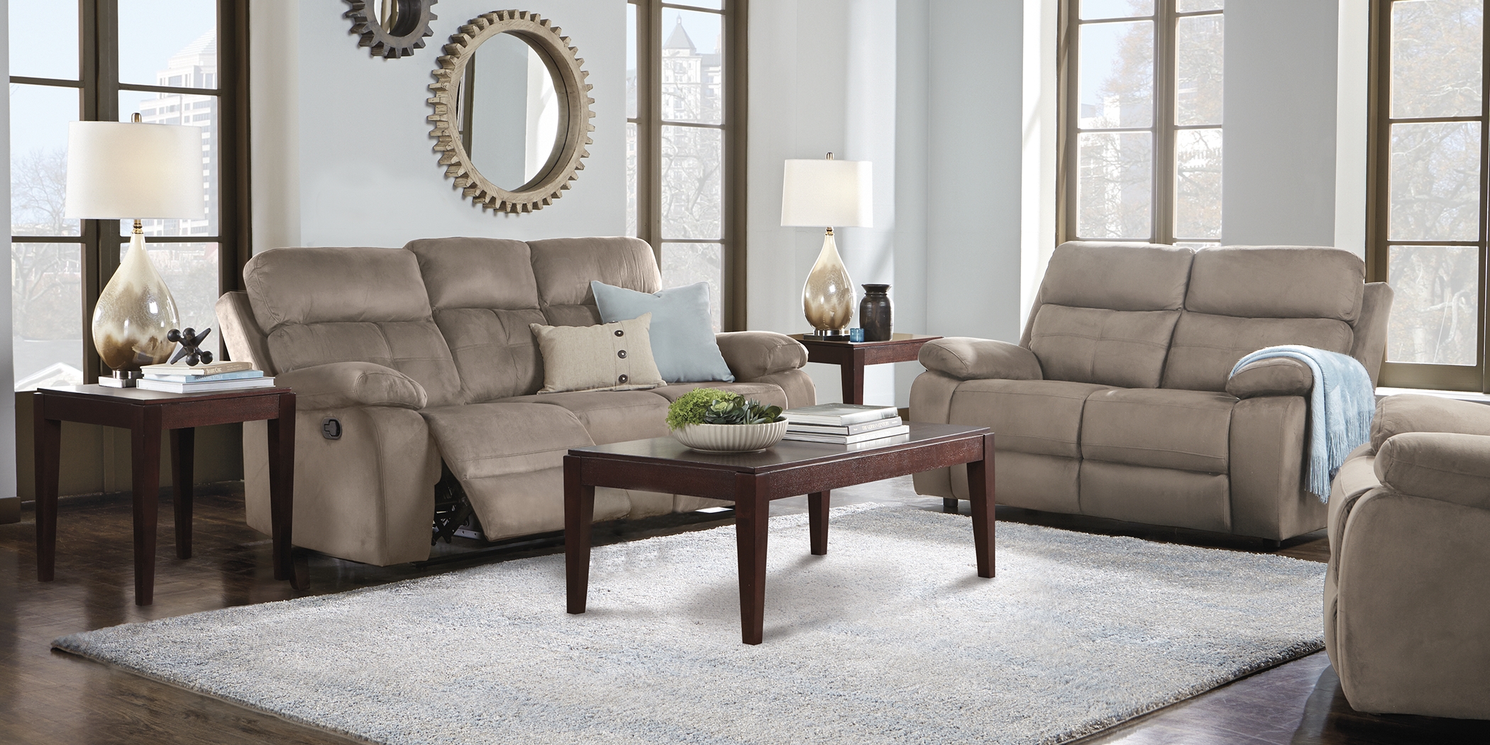 Corinne Stone 7 Pc Living Room with Reclining Sofa - Thumbnail - Image 2
