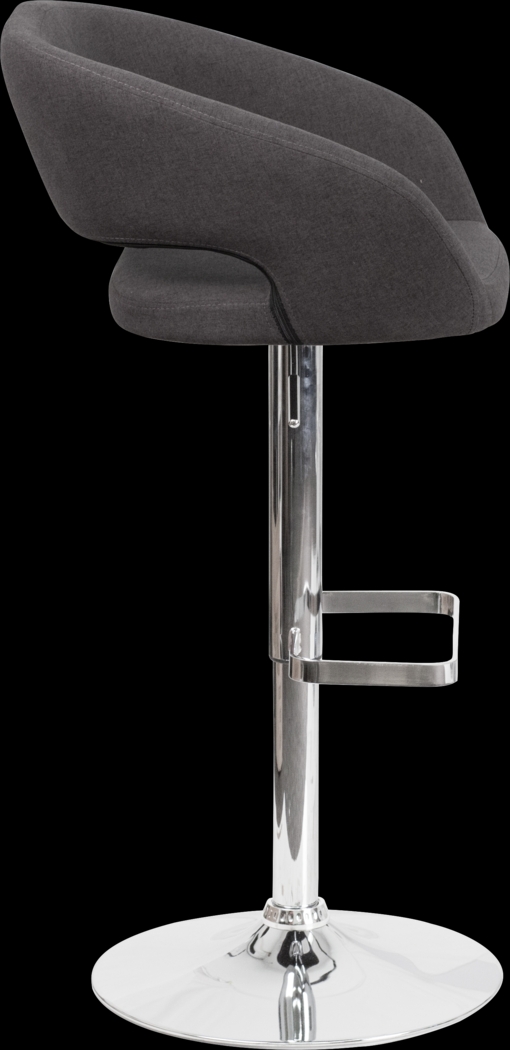 Corley Black Plush Adjustable Swivel Barstool - Thumbnail - Image 3
