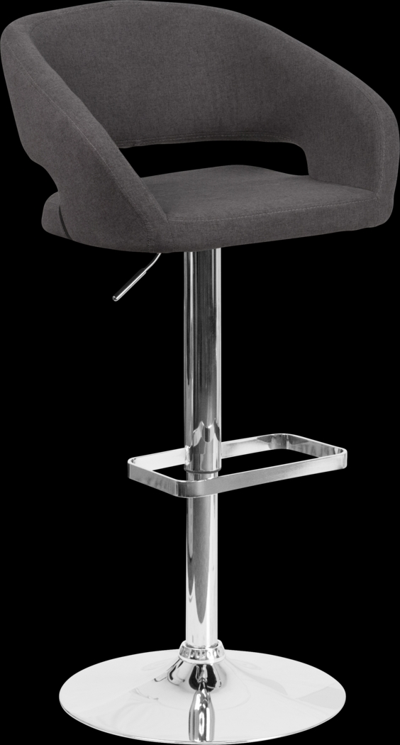 Corley Black Plush Adjustable Swivel Barstool - Thumbnail - Image 1