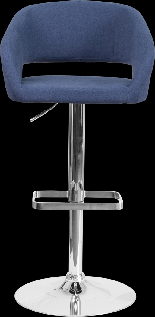 Corley Blue Plush Adjustable Swivel Barstool - Thumbnail - Image 2