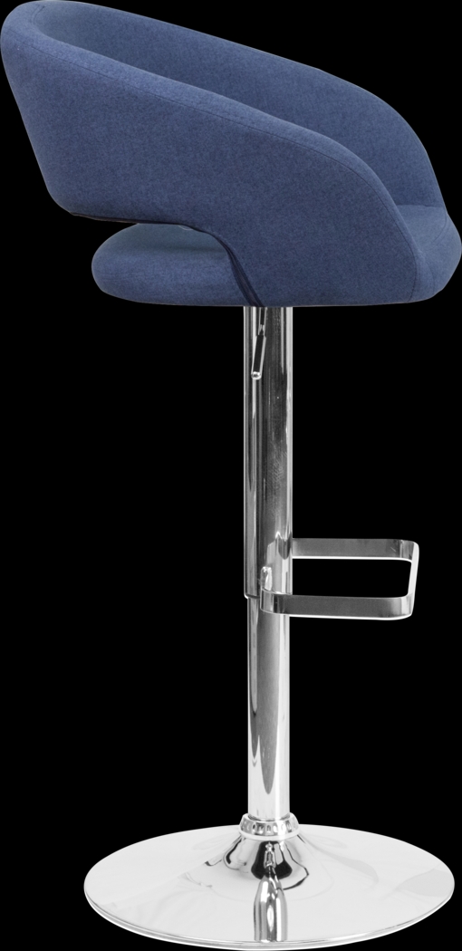 Corley Blue Plush Adjustable Swivel Barstool - Thumbnail - Image 3