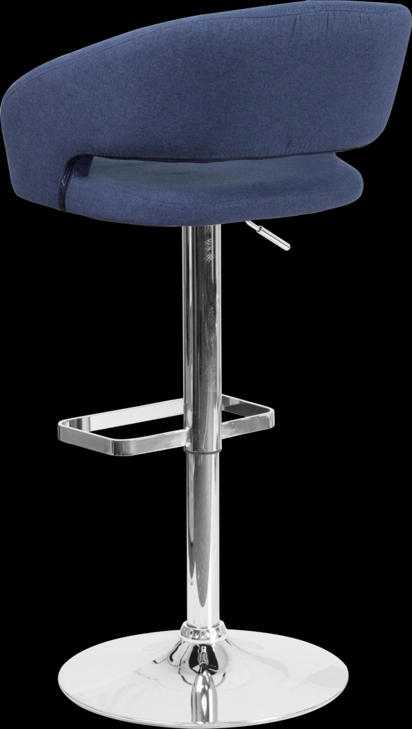 Corley Blue Plush Adjustable Swivel Barstool - Thumbnail - Image 4