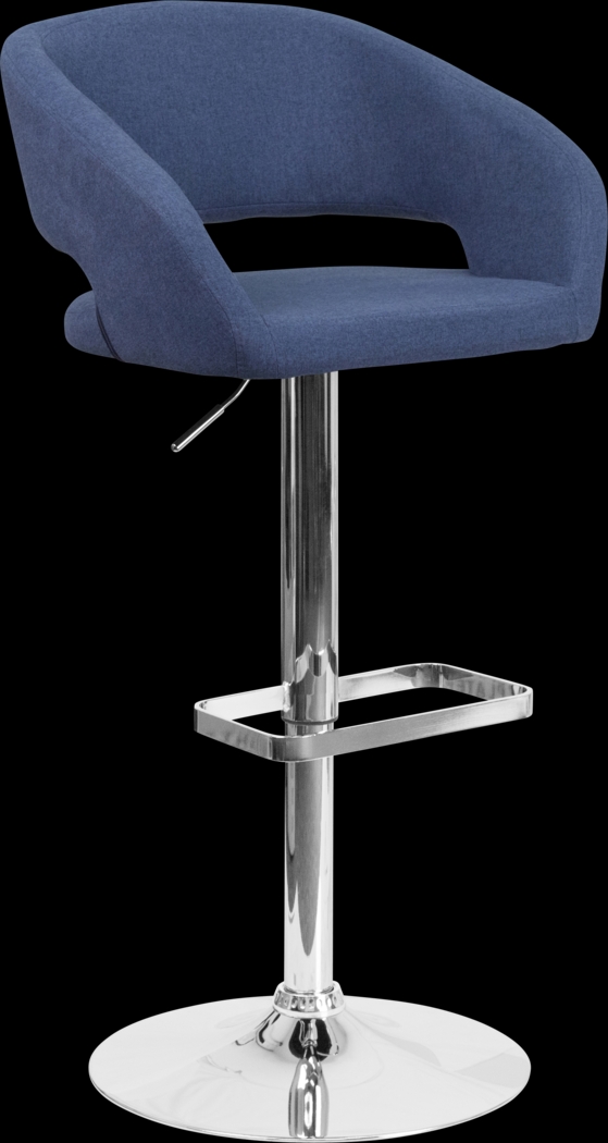 Corley Blue Plush Adjustable Swivel Barstool - Thumbnail - Image 1