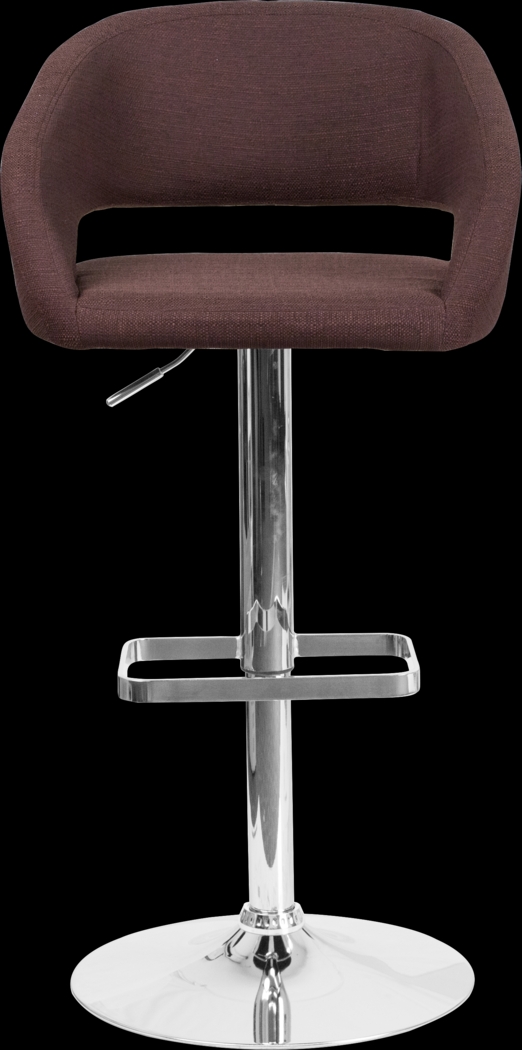 Corley Brown Plush Adjustable Swivel Barstool - Thumbnail - Image 2