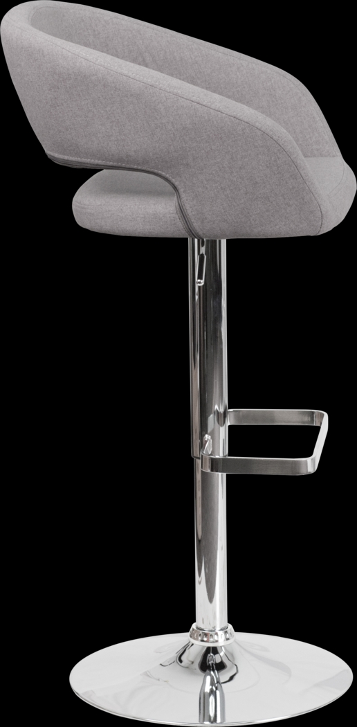 Corley Gray Plush Adjustable Swivel Barstool - Thumbnail - Image 3