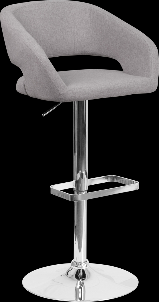 Corley Gray Plush Adjustable Swivel Barstool - Thumbnail - Image 1