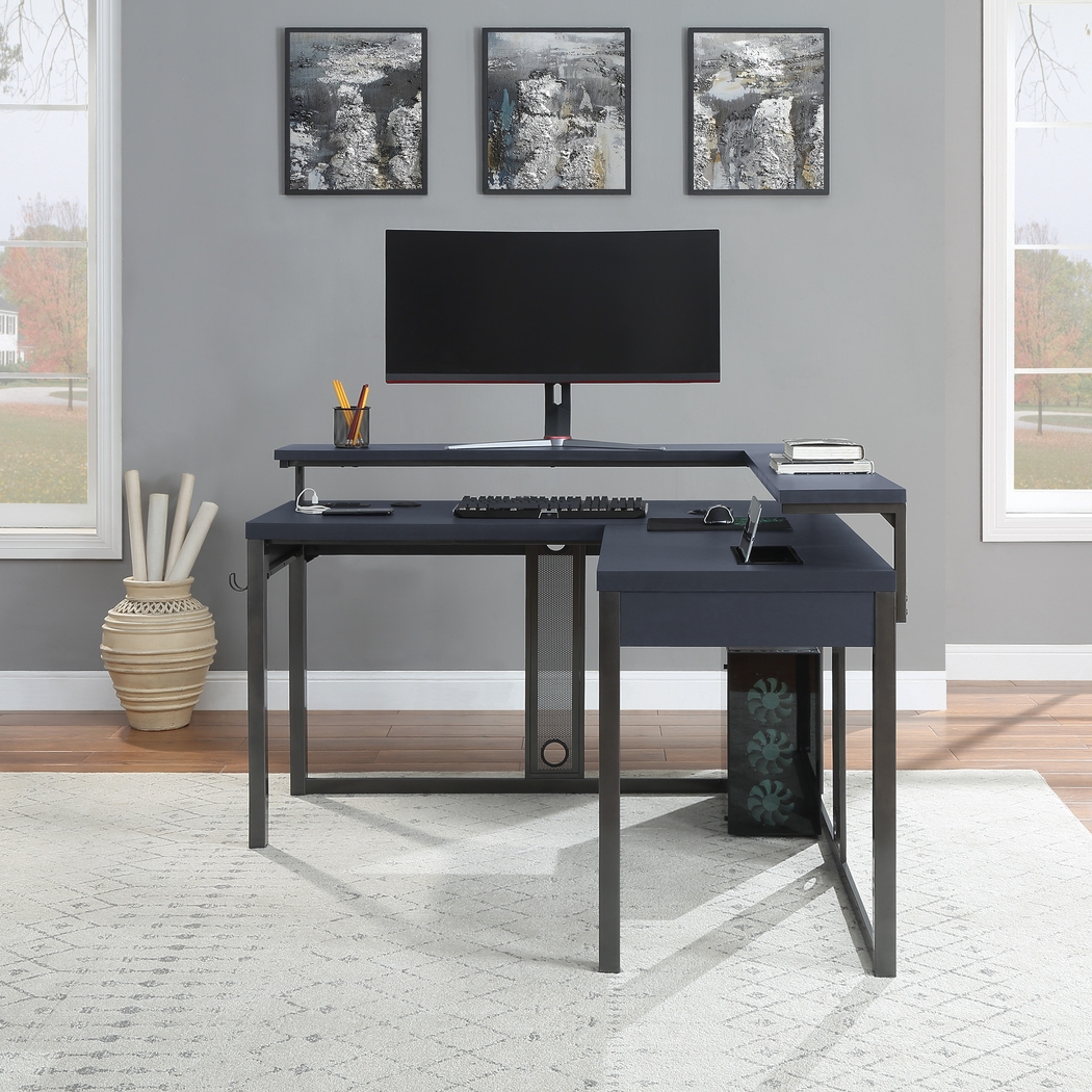 Cormack Gray L-Shaped Gaming Desk - Thumbnail - Image 12