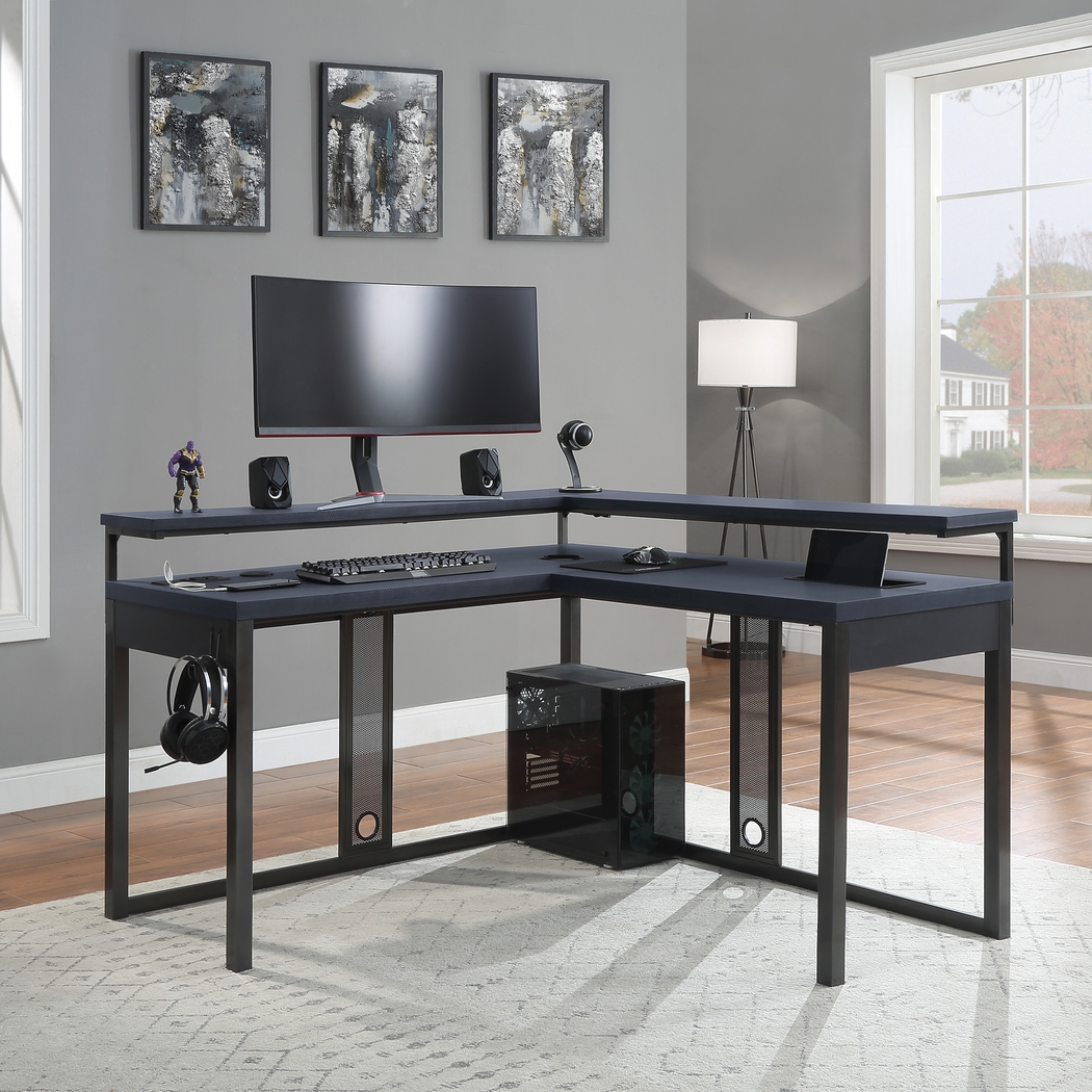 Cormack Gray L-Shaped Gaming Desk - Thumbnail - Image 10