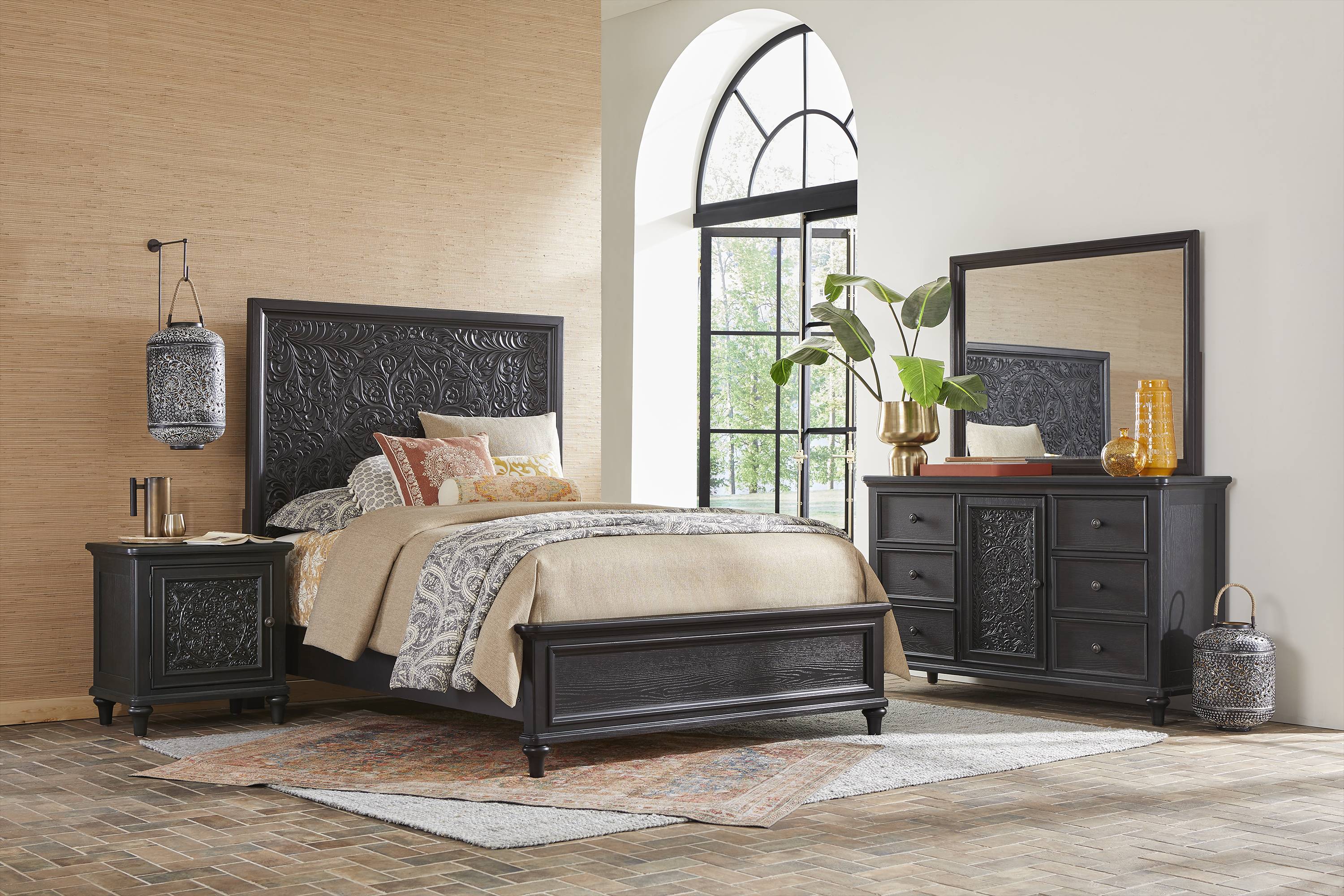Cornelia Black 7 Pc Queen Panel Bedroom - Thumbnail - Image 1