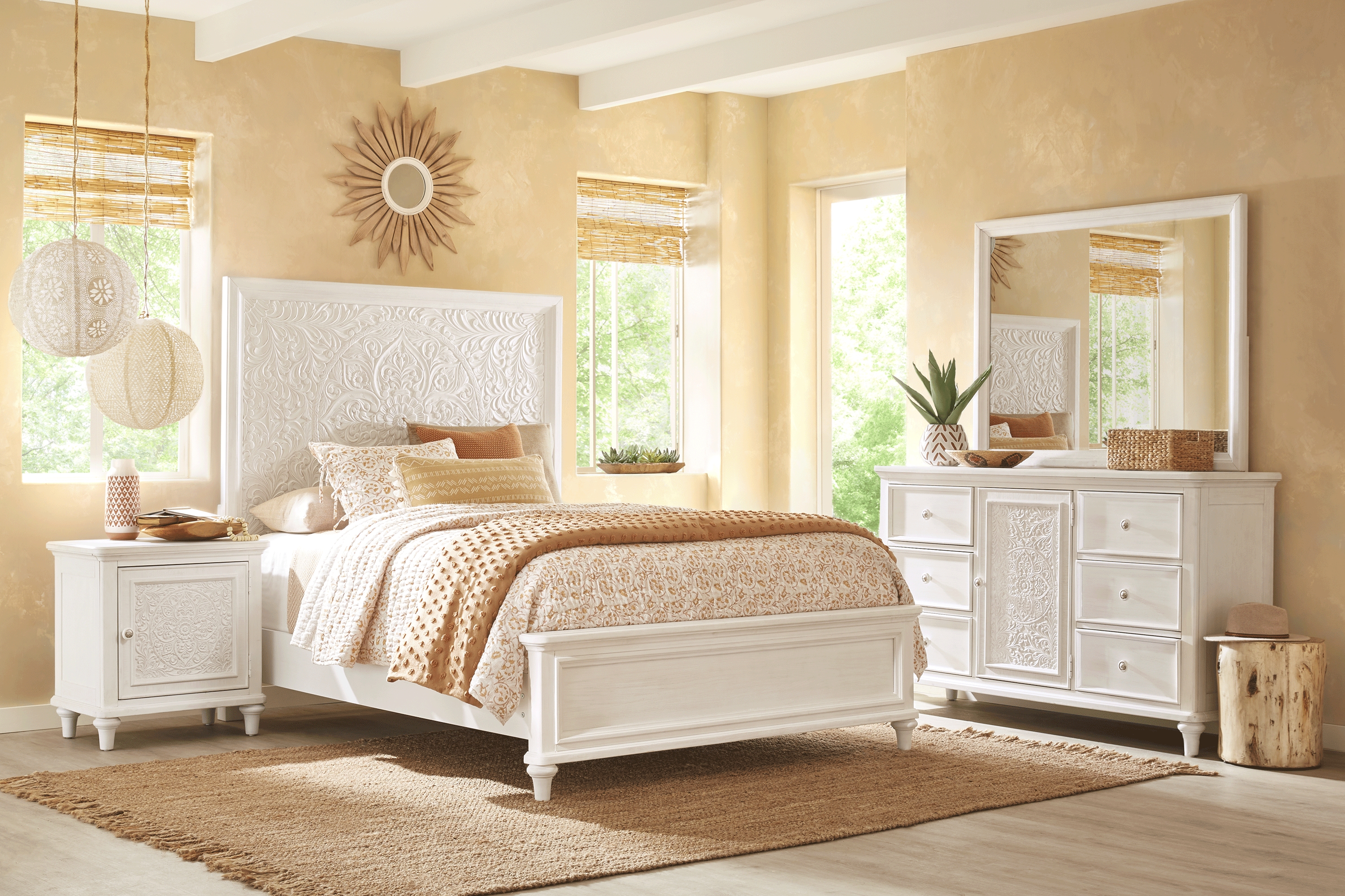 Cornelia 7 Pc White Colors,White Queen Bedroom Set With Dresser, 3