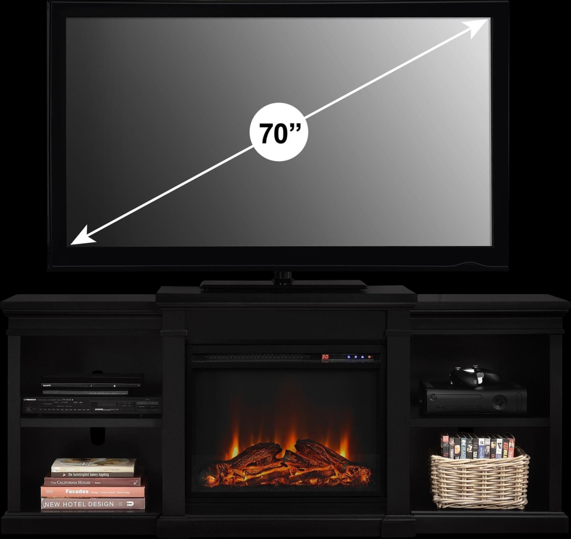 Coromell Black 65 in. Console with Electric Fireplace - Thumbnail - Image 2