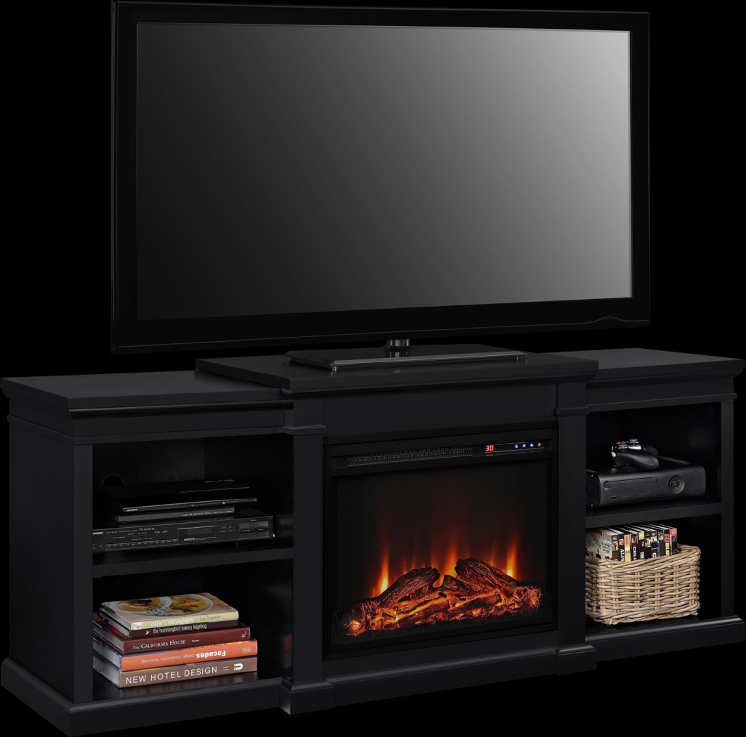 Coromell Black 65 in. Console with Electric Fireplace - Thumbnail - Image 4