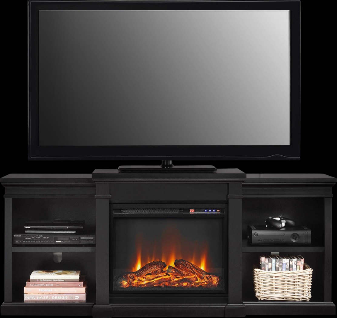 Coromell Black 65 in. Console with Electric Fireplace - Thumbnail - Image 5