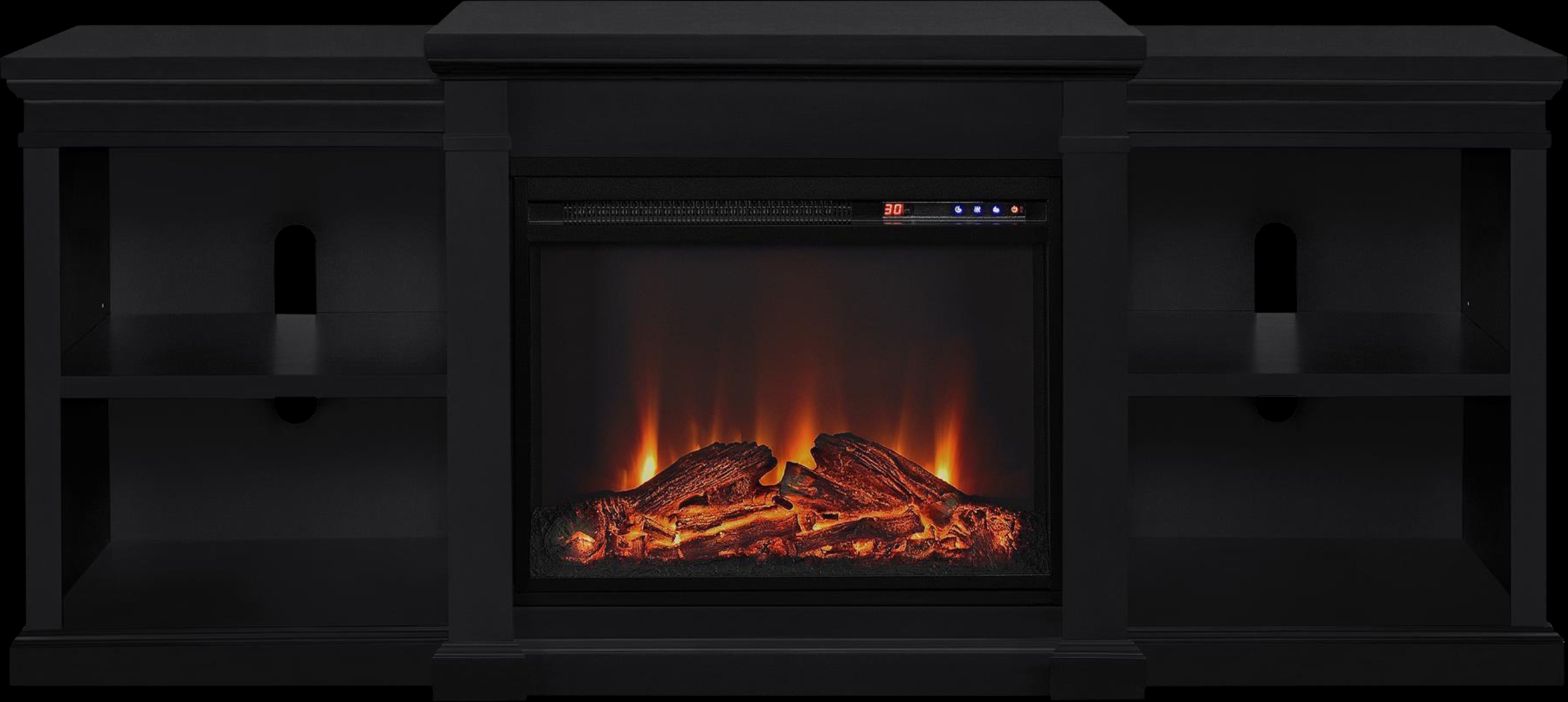 Coromell Black 65 in. Console with Electric Fireplace - Thumbnail - Image 1