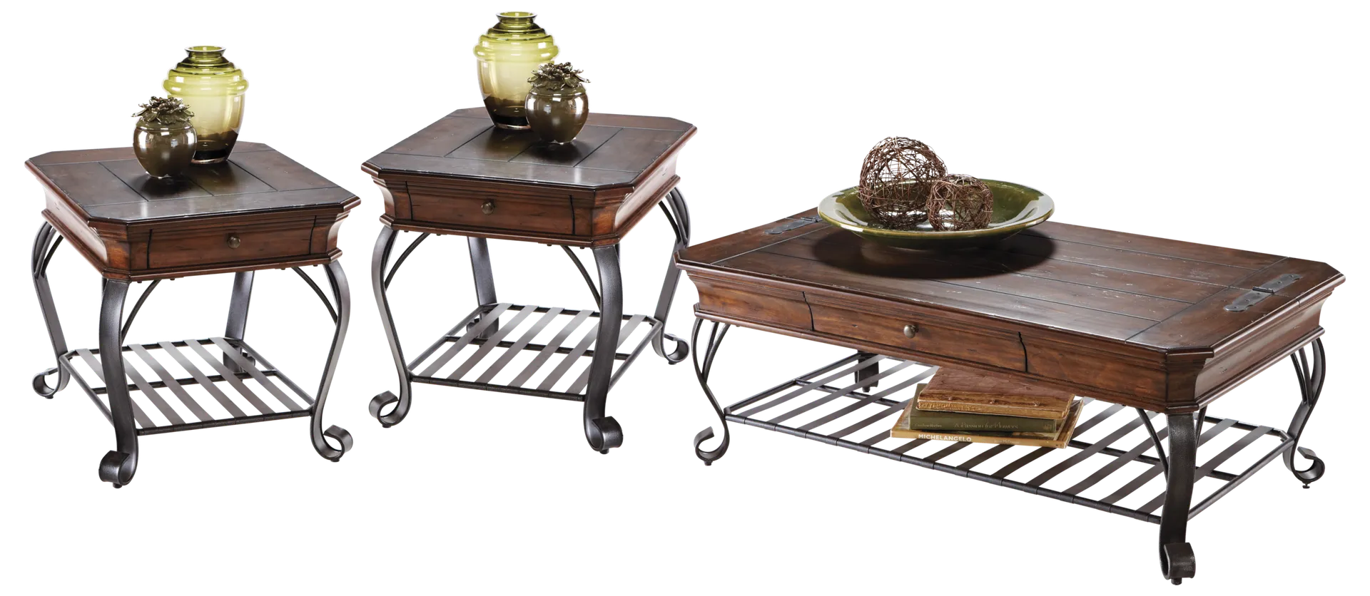 brown cherry 3 pc table set