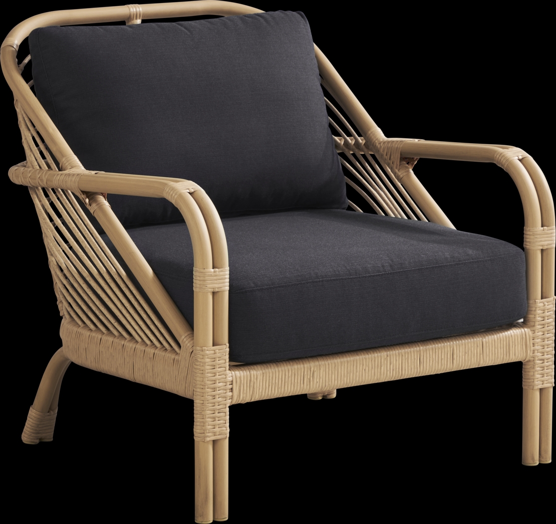 Coronado Sandstone 5 Pc Round Outdoor Chat Seating Set with Charcoal Cushions - Thumbnail - Image 2