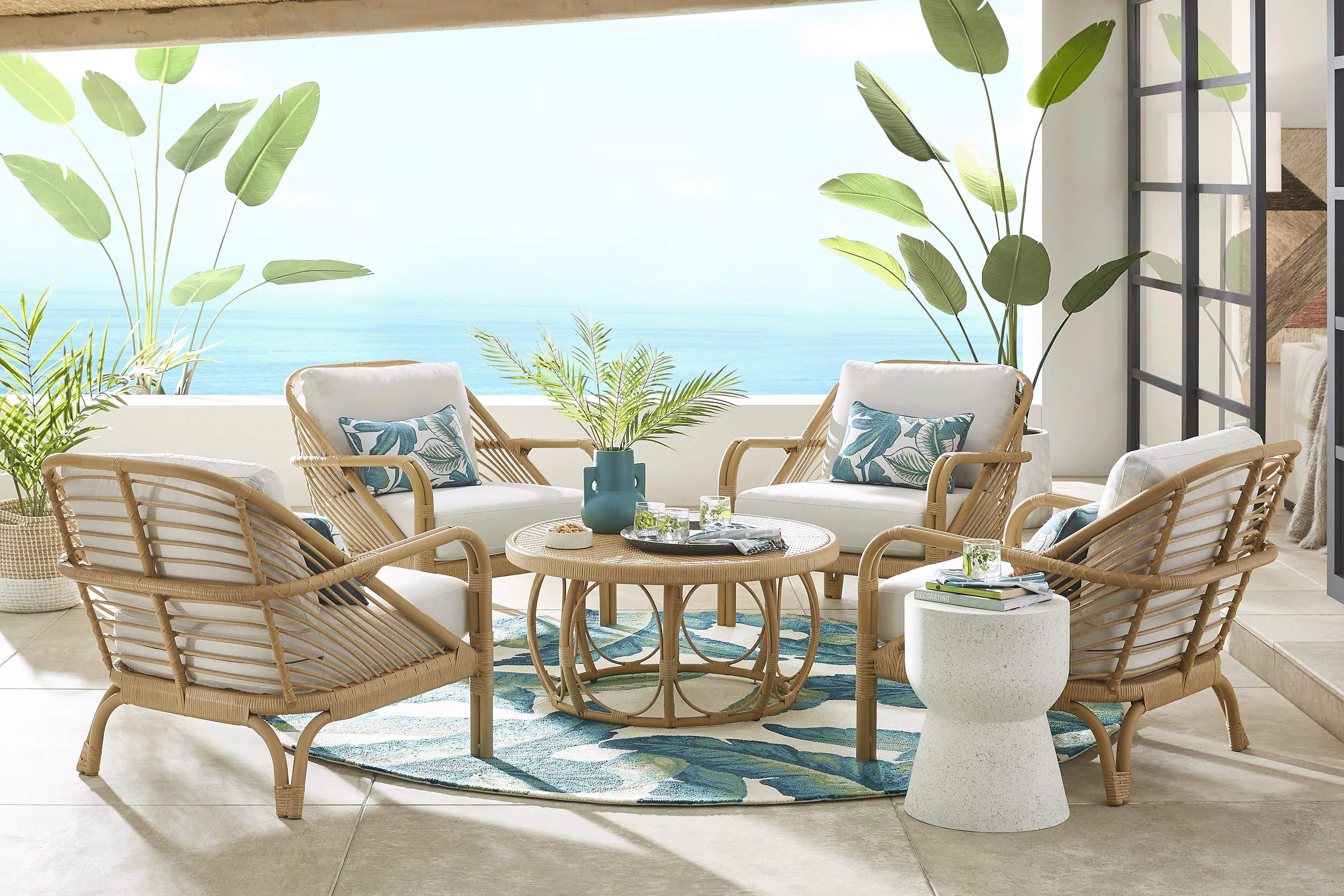 Coronado Sandstone 4 Pc Outdoor Chat Set with Vapor Cushions - Thumbnail - Image 1