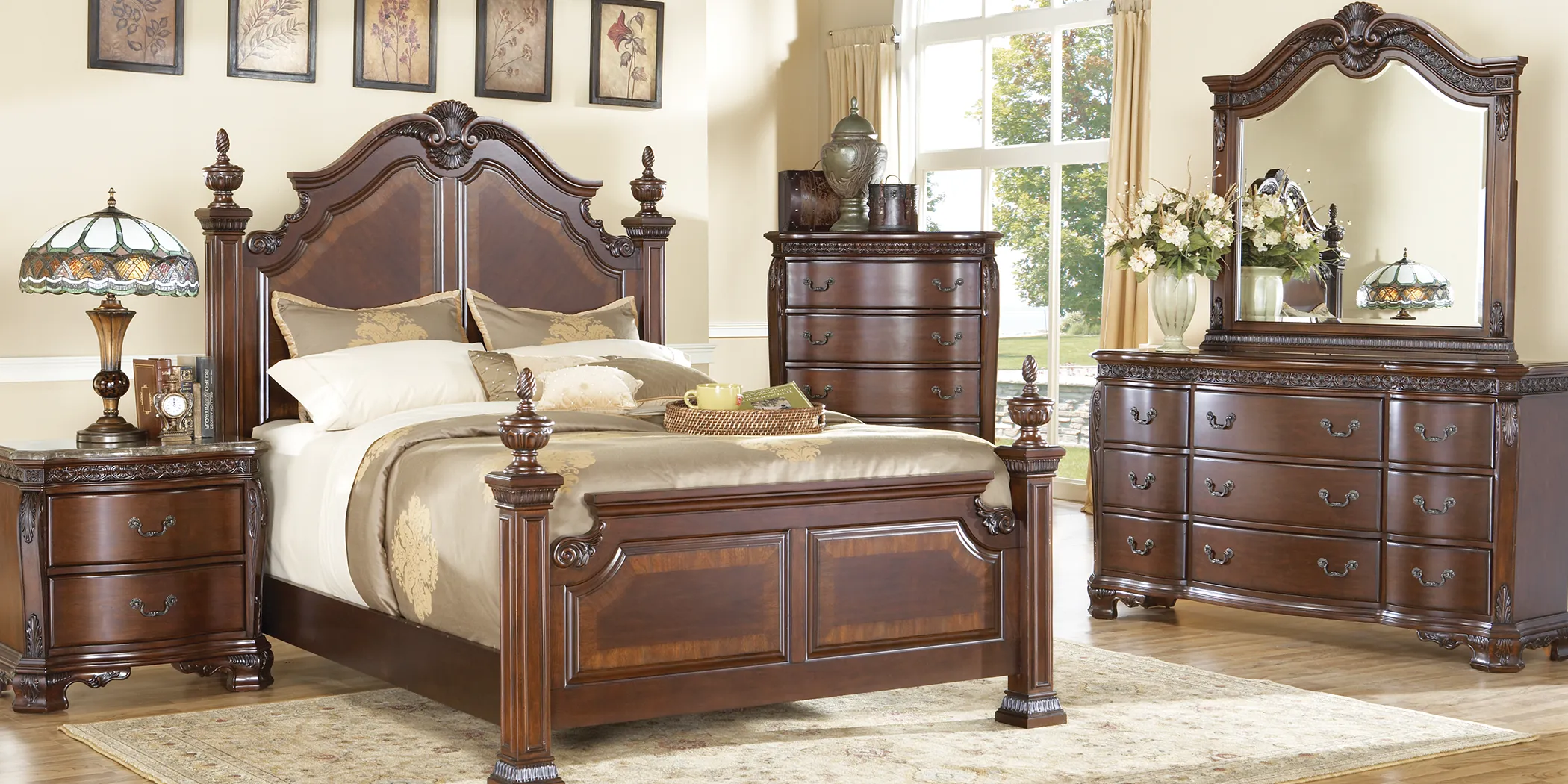 Cortinella Cherry 7 Pc King Poster Bedroom - Thumbnail - Image 2