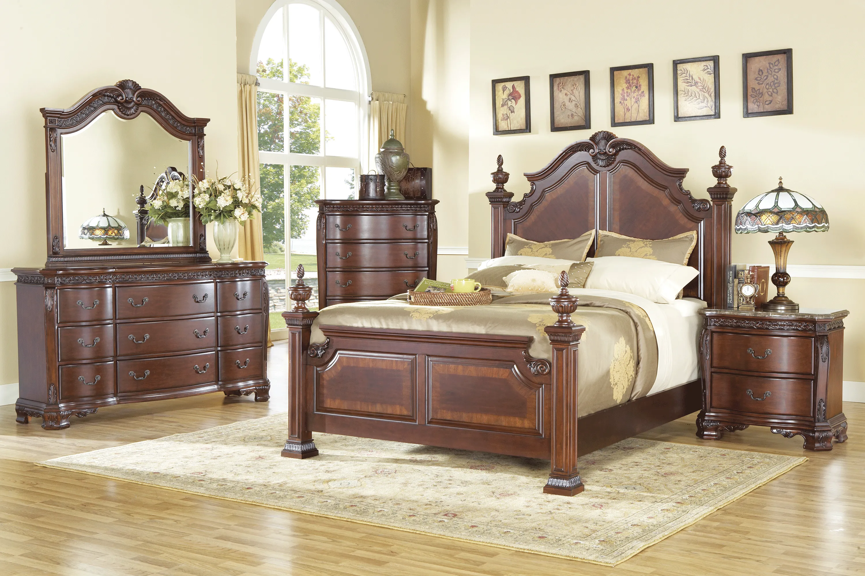 Cortinella Cherry 7 Pc King Poster Bedroom - Thumbnail - Image 1