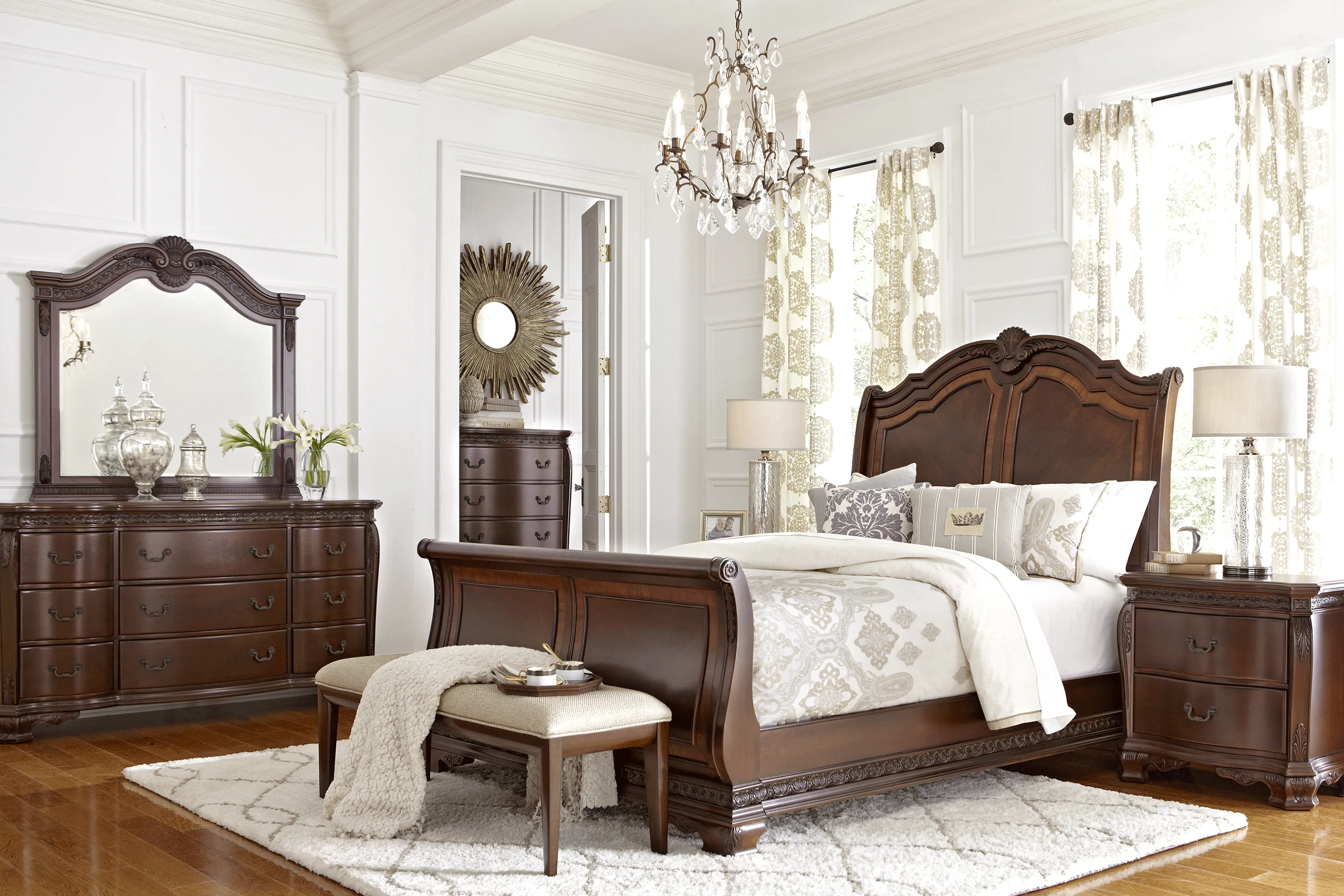 Cortinella Cherry 7 Pc King Sleigh Bedroom - Thumbnail - Image 1