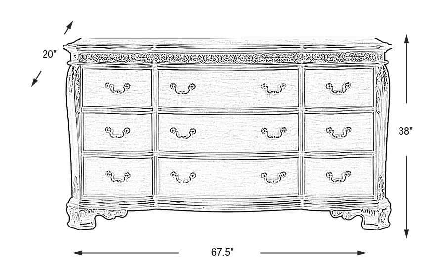 Dimension Image. Please refer to the Dimension Tab on this page for dimension details.