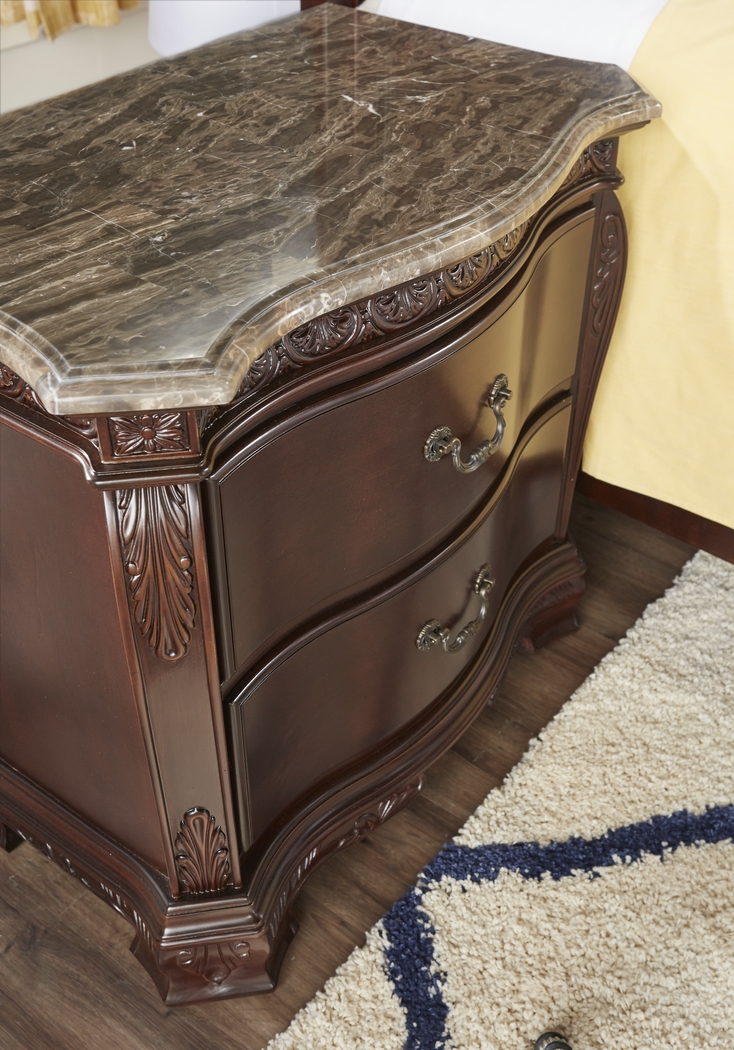 Cortinella Cherry Marble Top Nightstand - Thumbnail - Image 4
