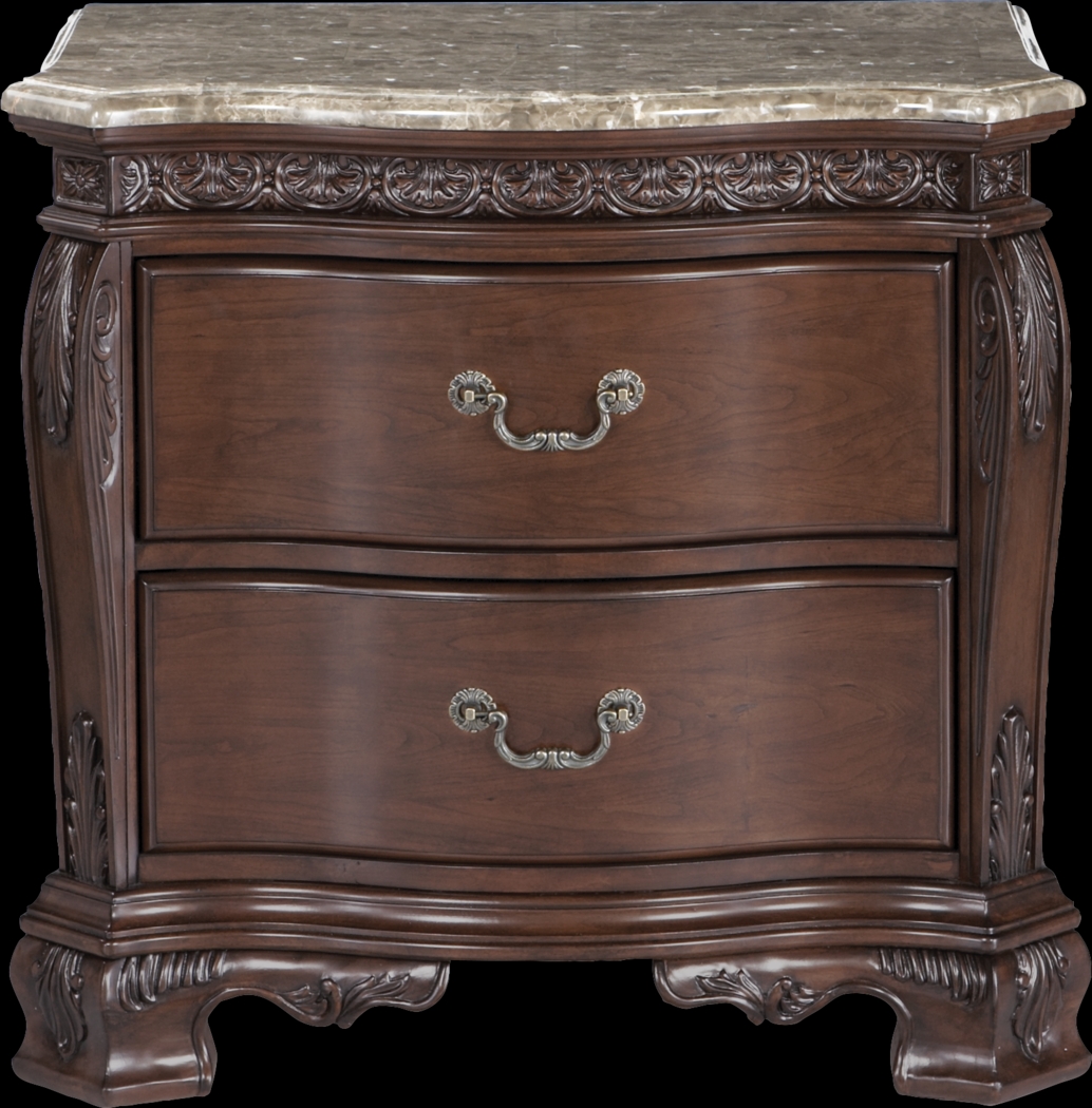 Cortinella Cherry Marble Top Nightstand - Thumbnail - Image 1
