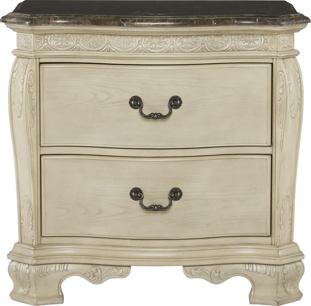Cortinella Cream Marble Top Nightstand - Thumbnail - Image 1