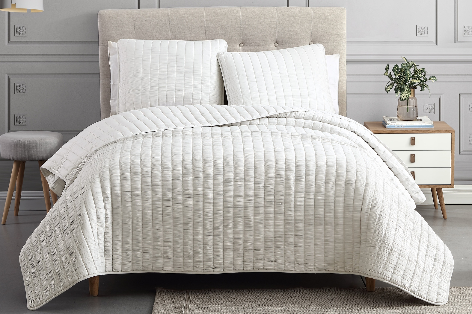 Corvair Ivory 3 Pc King Coverlet Set - Thumbnail - Image 1