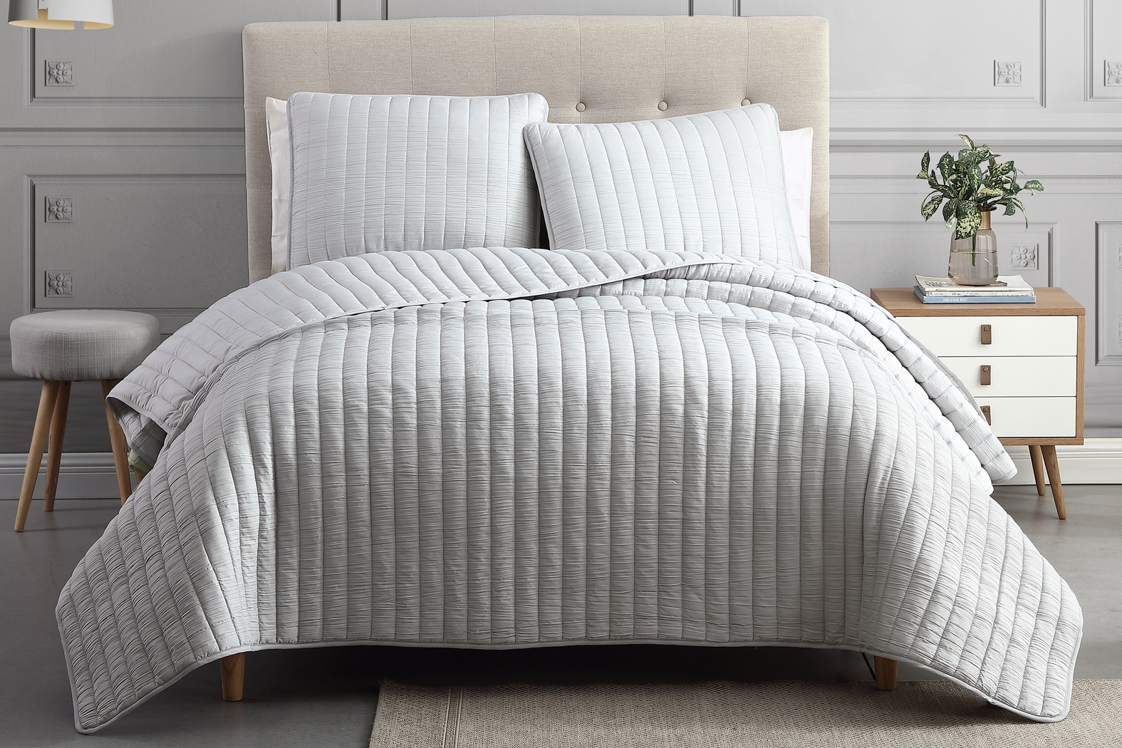 Corvair Light Gray 3 Pc King Coverlet Set - Thumbnail - Image 1