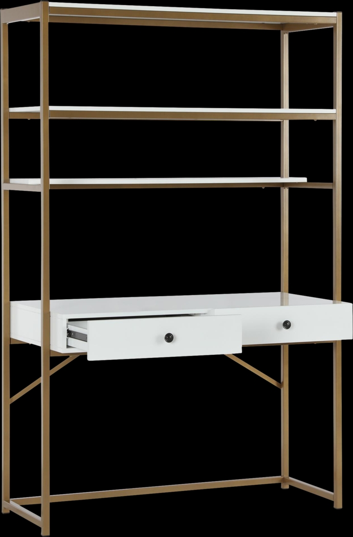 CosmoLiving Billie Metal Desk Etagere White and Gold - Thumbnail - Image 2