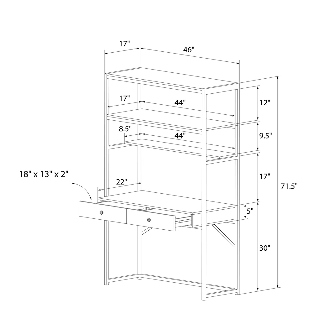 CosmoLiving Billie Metal Desk Etagere White and Gold - Thumbnail - Image 13