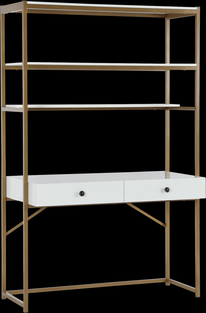 CosmoLiving Billie Metal Desk Etagere White and Gold - Thumbnail - Image 1