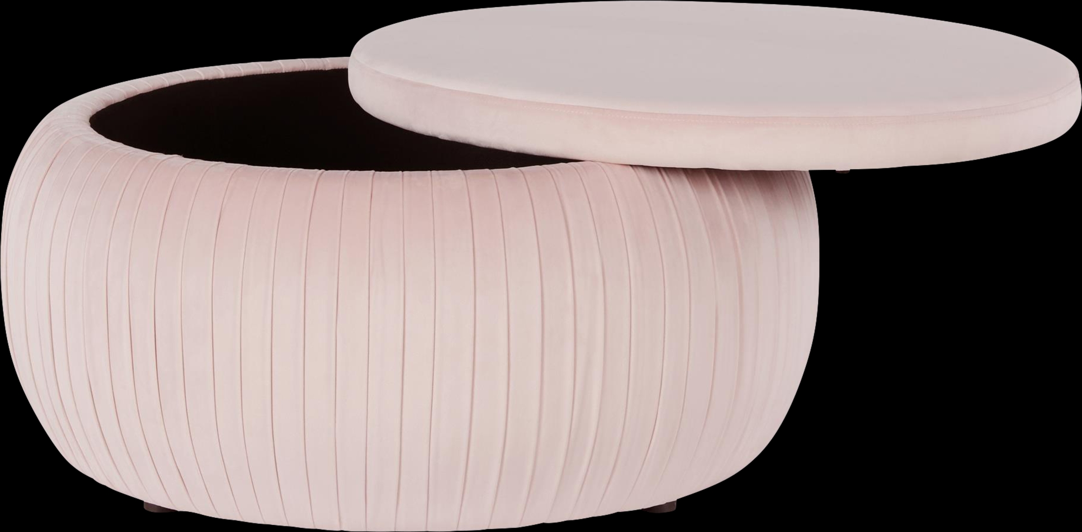CosmoLiving Pleated Sapphire Round Velvet Storage Ottoman Pink - Thumbnail - Image 2