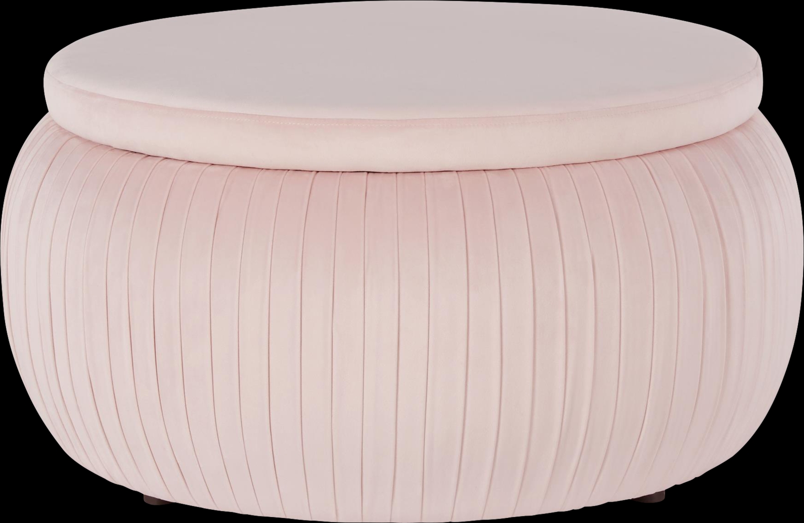 CosmoLiving Pleated Sapphire Round Velvet Storage Ottoman Pink - Thumbnail - Image 1