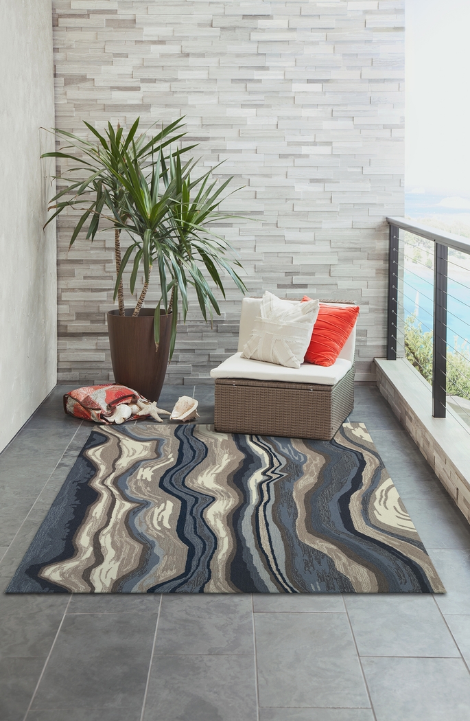 Cossuf Blue 7'6 x 9'6 Indoor/Outdoor Rug - Thumbnail - Image 4