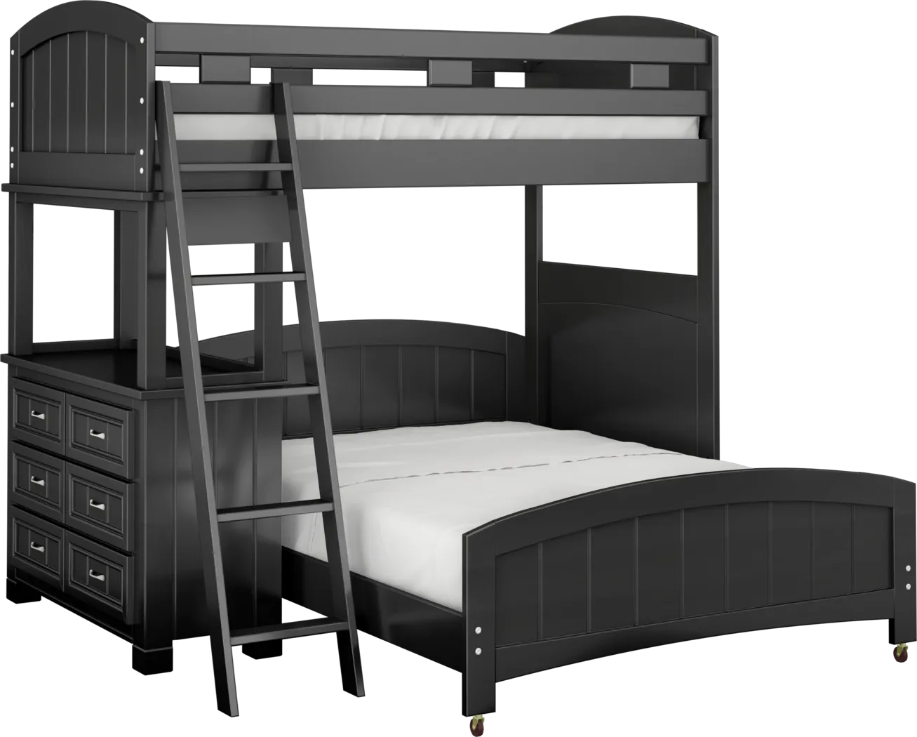 Kids Cottage Colors Black Twin/Full Loft Bunk Bed with Dresser - Thumbnail - Image 1