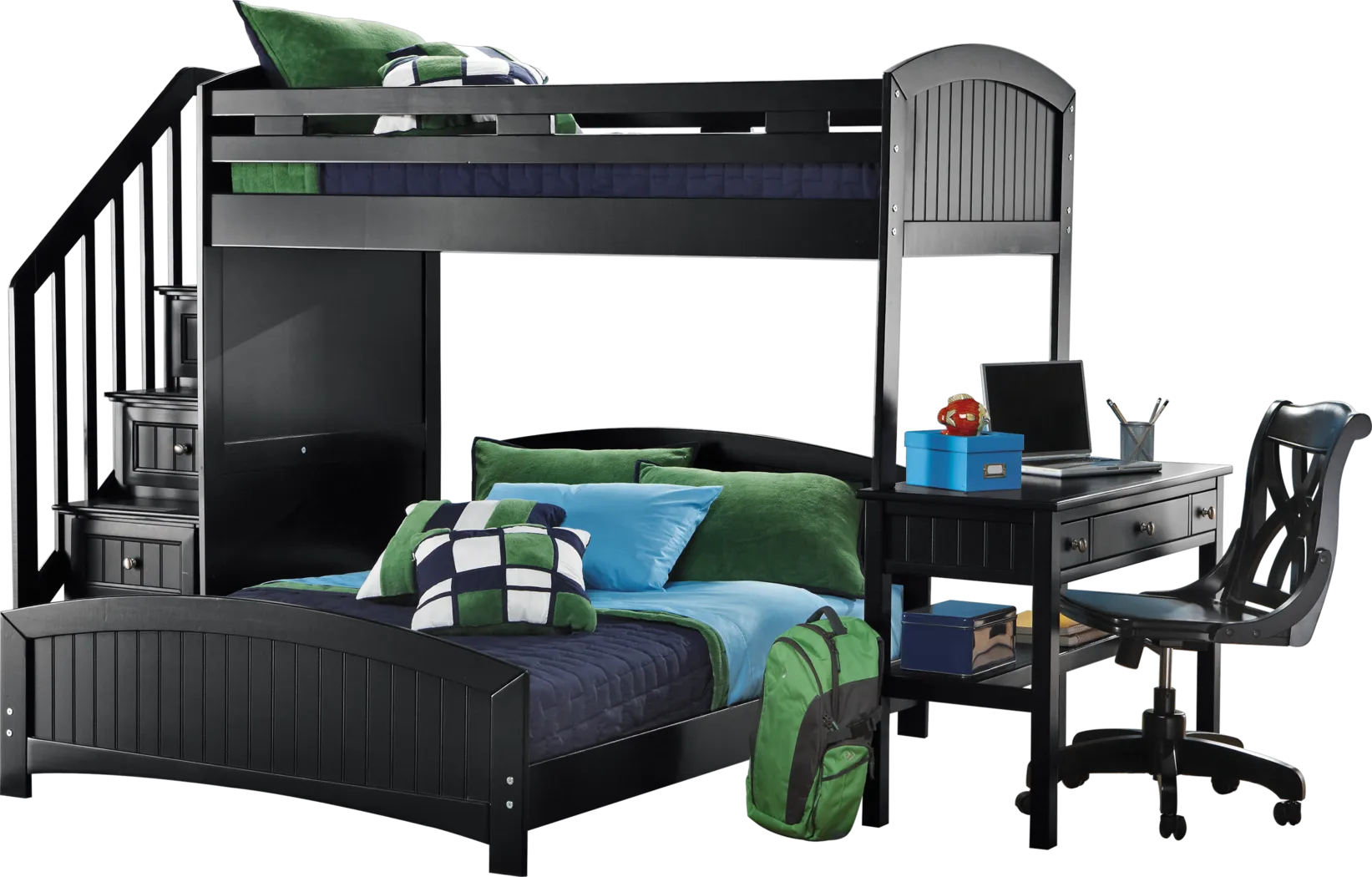 Cottage Colors Black Twin/Full Step Loft with Desk - Thumbnail - Image 1