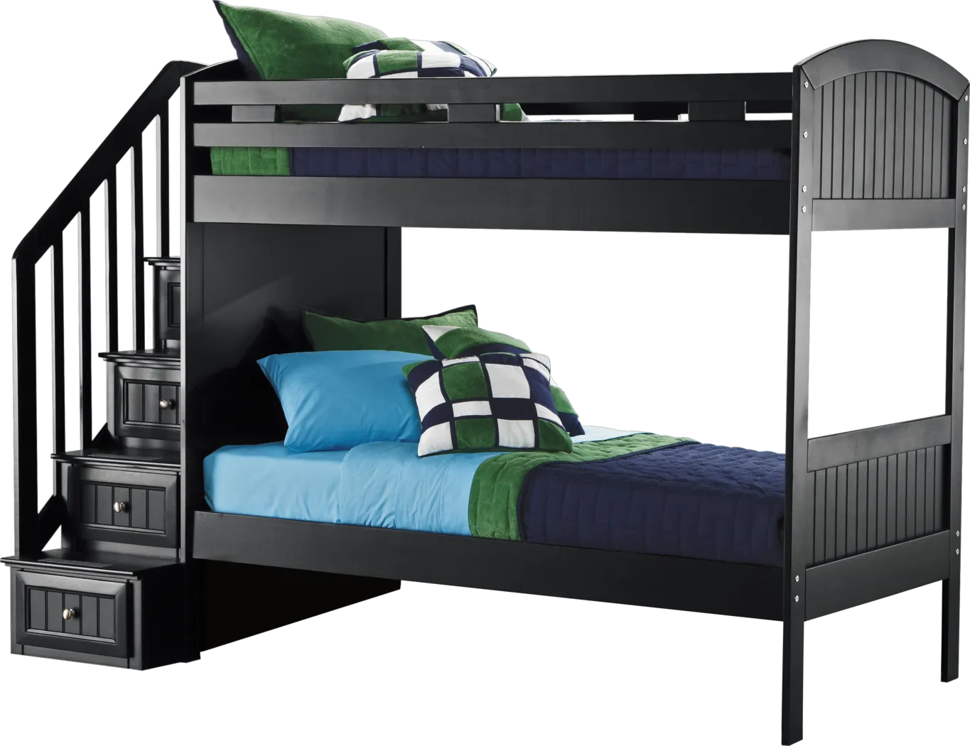Cottage Colors Black Twin/Twin Step Bunk Bed - Thumbnail - Image 1